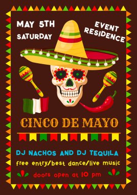 Meksika Cinco de Mayo fiesta parti vektör el ilanı