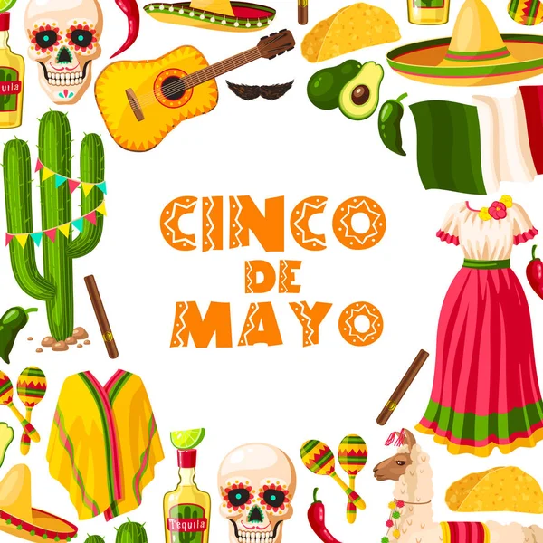 Cinco de Mayo slavnostní karta Mexická fiesta strany — Stockový vektor