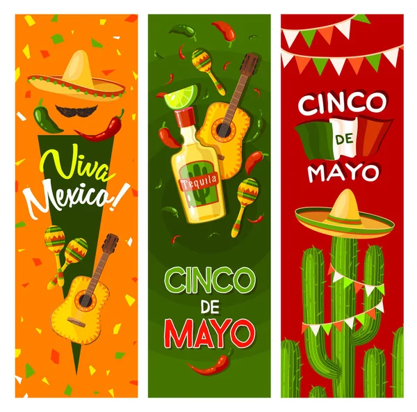 Cinco de Mayo mexikansk fiesta party hälsning banner — Stock vektor