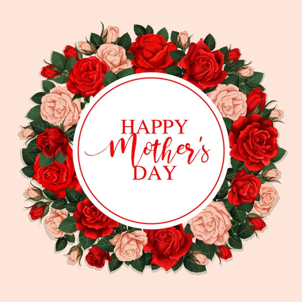 Buon biglietto di auguri per la Festa della Mamma con cornice floreale — Vettoriale Stock