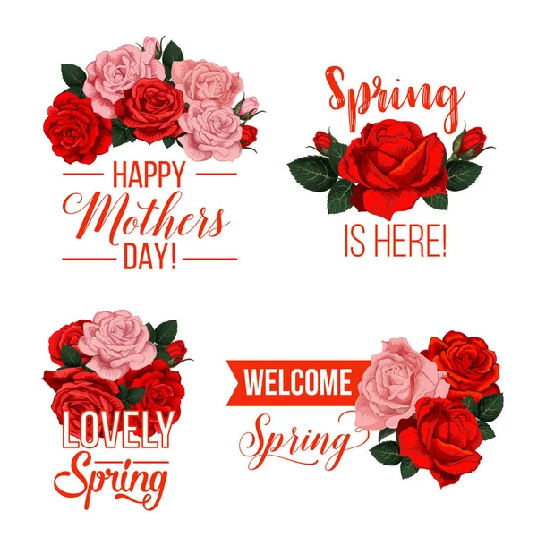 Primavera vetorial ou ícones florais do dia da mãe —  Vetores de Stock
