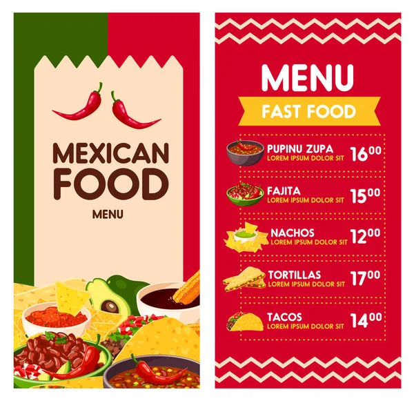 Mexican vector menu for Cinco de Mayo holiday — Stock Vector