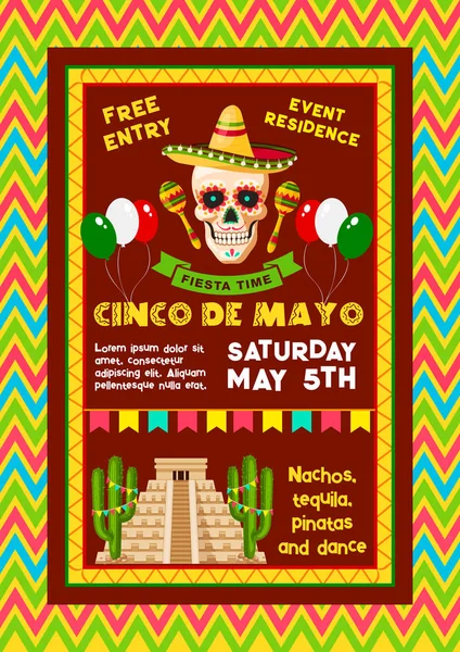 Invitación vectorial para fiesta mexicana del Cinco de Mayo — Vector de stock