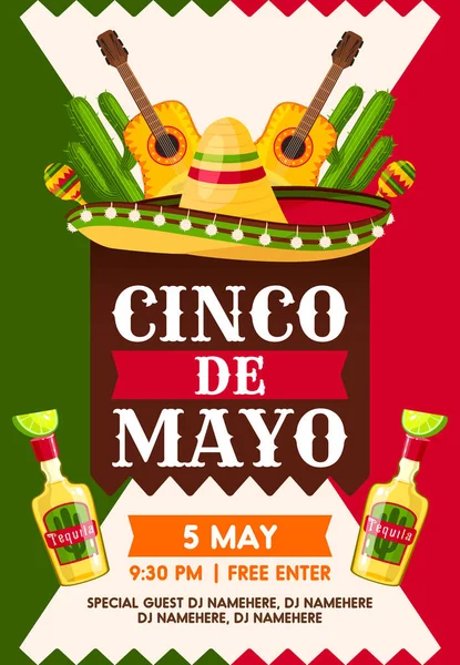 Bannière de fête de fête mexicaine Cinco de Mayo — Image vectorielle