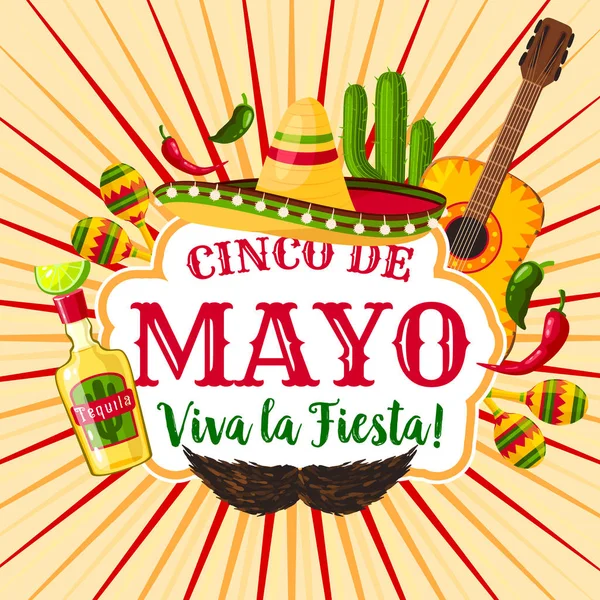 Cinco de Mayo mexicano feriado cartaz saudação —  Vetores de Stock