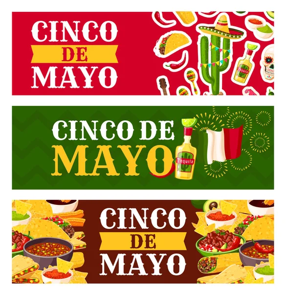 Banner de saudação de comida de feriado mexicano Cinco de Mayo — Vetor de Stock