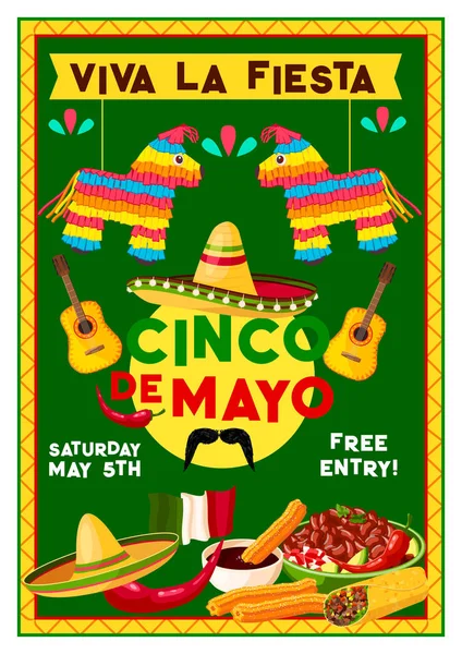 Oznámení vektorové Cinco de Mayo mexické sváteční večírek — Stockový vektor