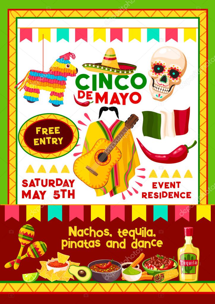 Vector Mexican Cinco de Mayo party invitation card