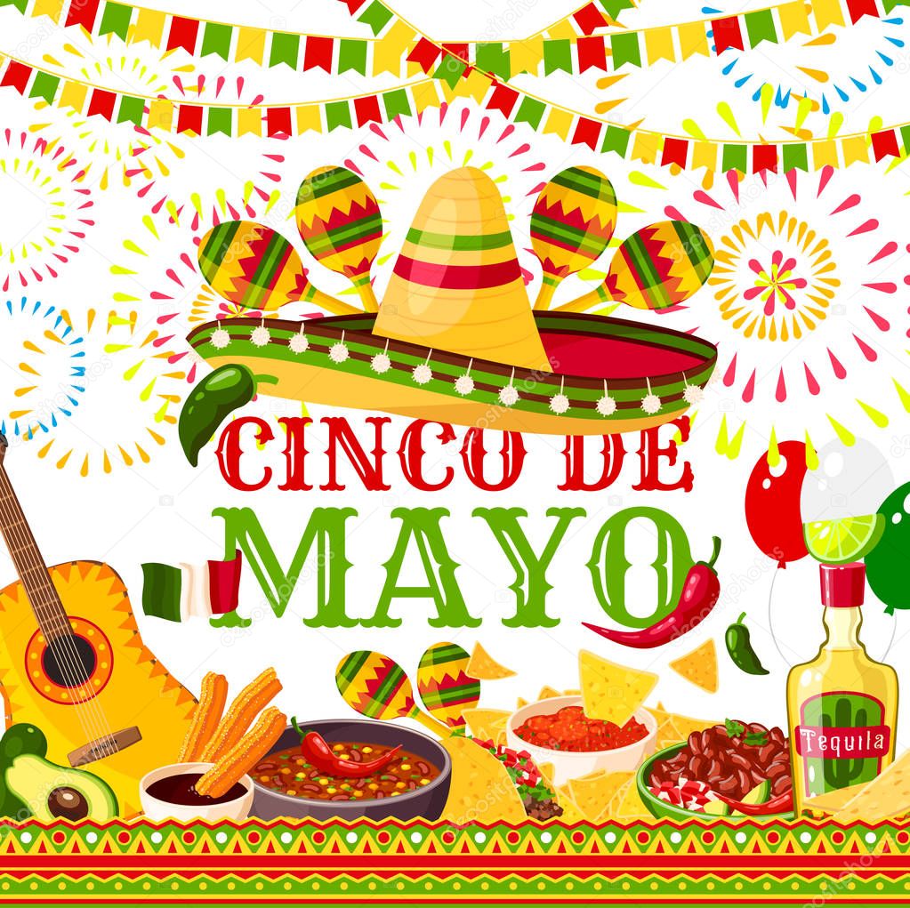 Cinco de Mayo fiesta Mexican vector greeting card