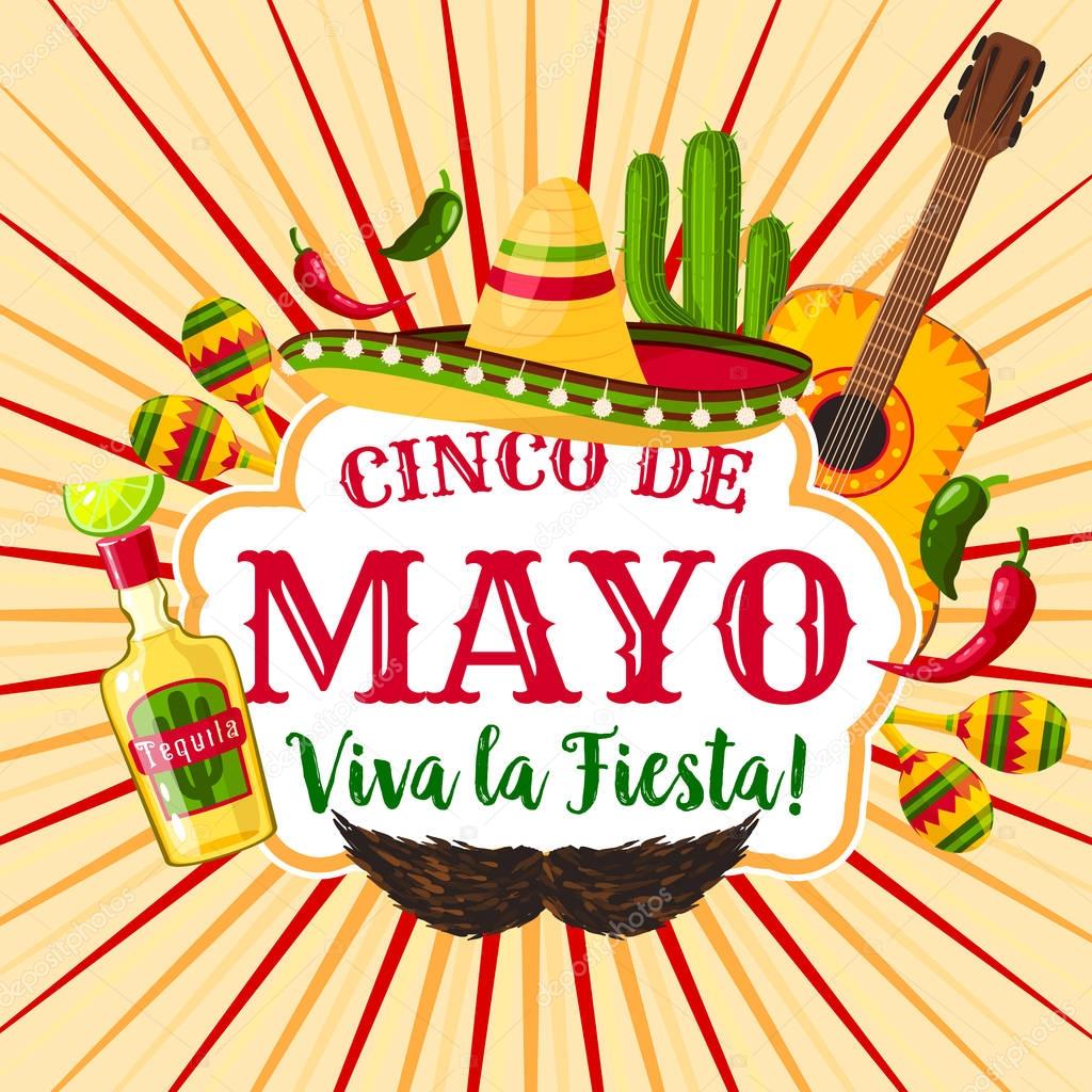 Cinco de Mayo mexican holiday greeting poster