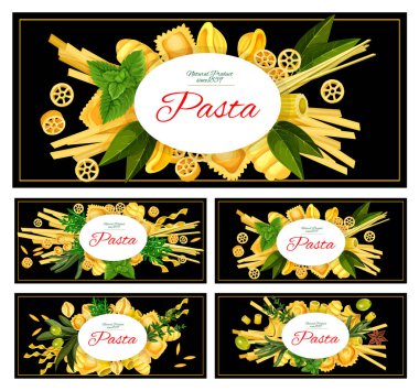 Farklı İtalyan makarna vektör