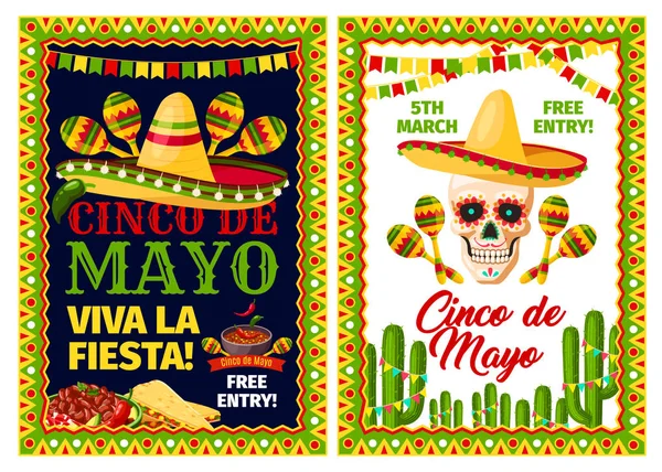 Cinco de Mayo mexicano cartão de férias de festa — Vetor de Stock