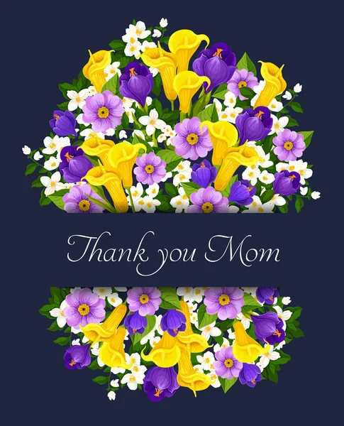 Vector Madres Día flores tarjeta de felicitación — Vector de stock
