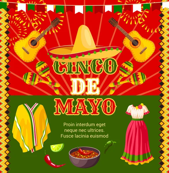 Cinco de Mayo Mexican vector celebration poster — Stockový vektor