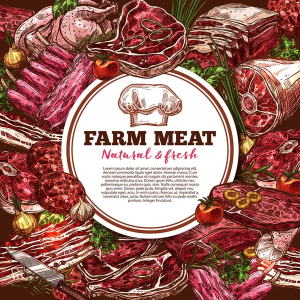 新鮮な肉ベクトル ポスター — ストックベクタ