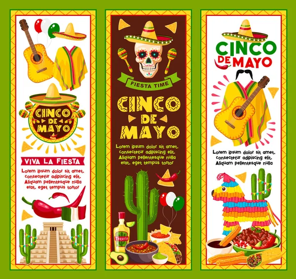 Banner vektor untuk liburan Cinco de Mayo Mexico Stok Ilustrasi 