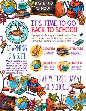 Geri kroki poster öğrenme okul vektör için