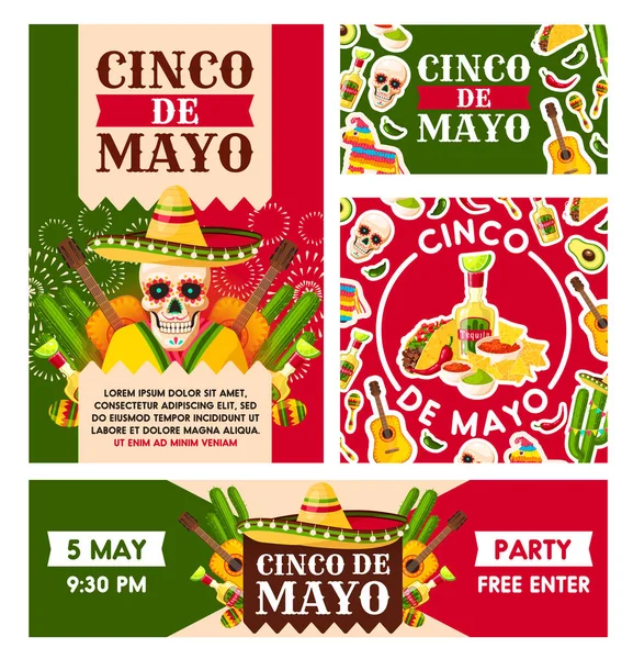 Mexican Cinco de Mayo holiday vector posters — ストックベクタ
