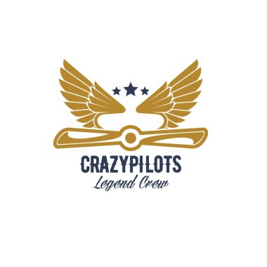 Hava pilot ekibi retro vektör uçak simgesi