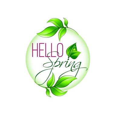 Bahar yeşil yaprak Filiz ve çim simge vektör