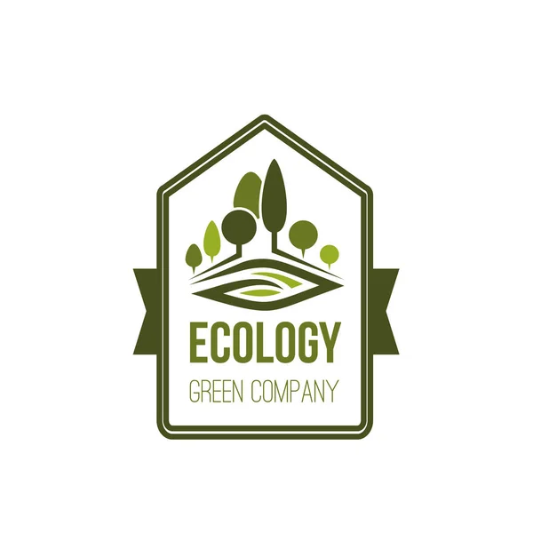 Árboles verdes naturaleza y ecología empresa vector icono — Archivo Imágenes Vectoriales