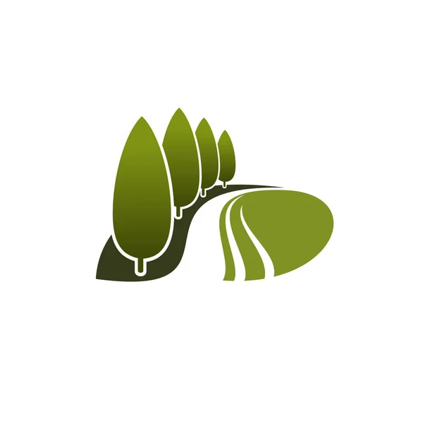 Icono vectorial de árboles verdes jardín o parque natural — Vector de stock