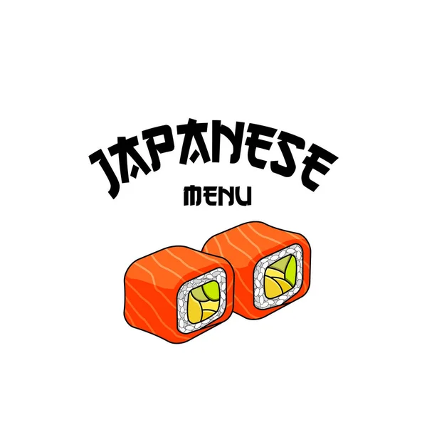 Vector Japanese sushi restaurant menu icon — Stock Vector