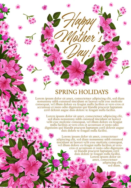 День матері вітальний банер з рожевою весняною квіткою — стоковий вектор