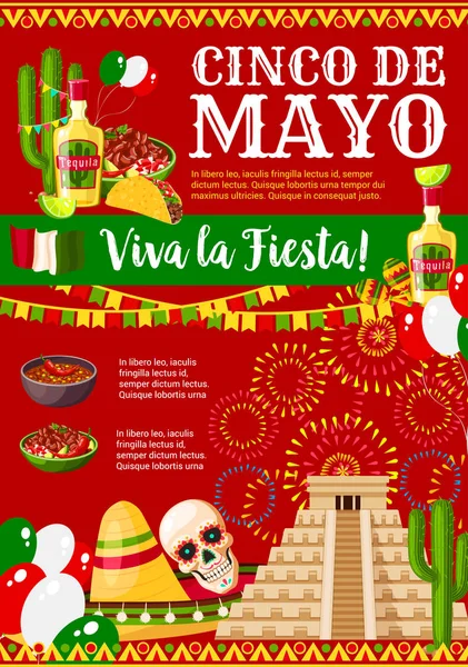 Cinco de Mayo Cartão de saudação vetorial mexicano — Vetor de Stock