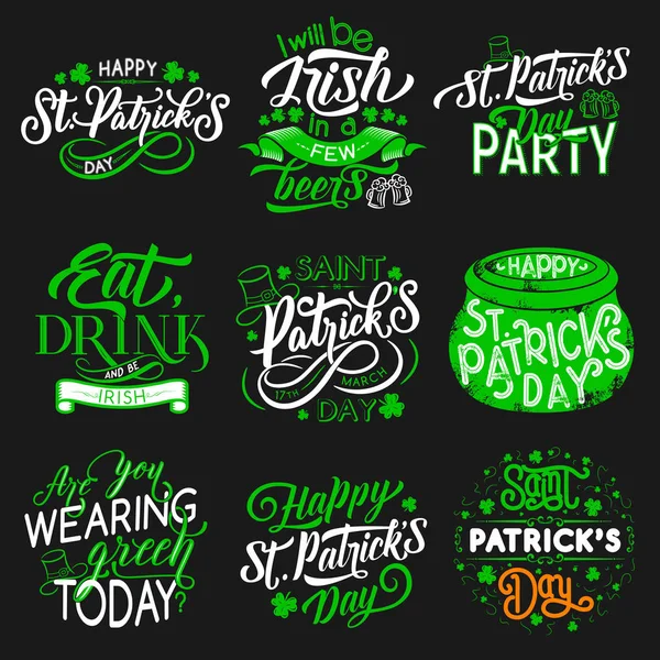 Patrick Fiesta del día Iconos tradicionales irlandeses de vacaciones — Vector de stock