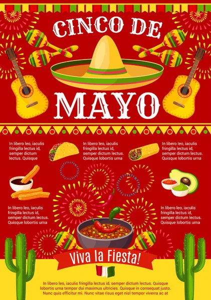 เม็กซิกัน Cinco de Mayo เวกเตอร์โปสเตอร์เทศกาลวันหยุด — ภาพเวกเตอร์สต็อก