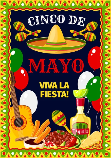 Cinco de Mayo Mexican vector celebration poster — Stockový vektor