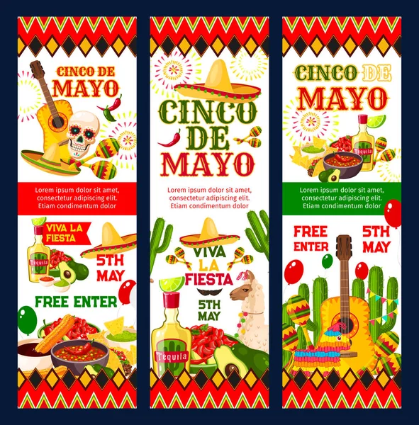 Tarjeta de invitación de fiesta mexicana Cinco de Mayo — Vector de stock