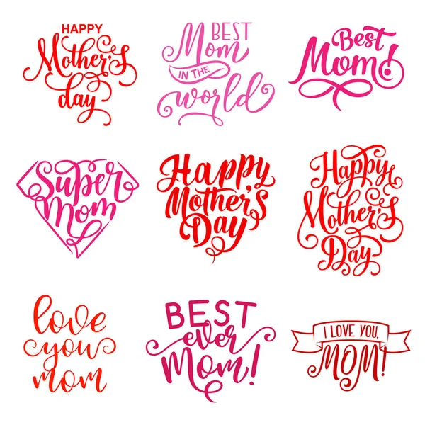 Vector Día de la Madre saludo iconos de texto — Vector de stock