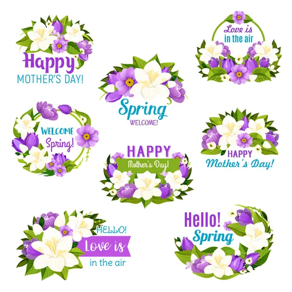 Tavaszi szezon és anya nap ünnep virág ikon — Stock Vector