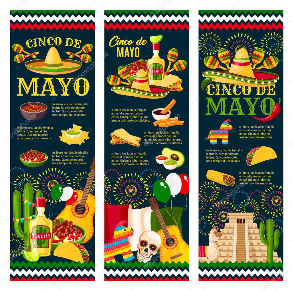 Cinco de Mayo mexican festival greeting banner