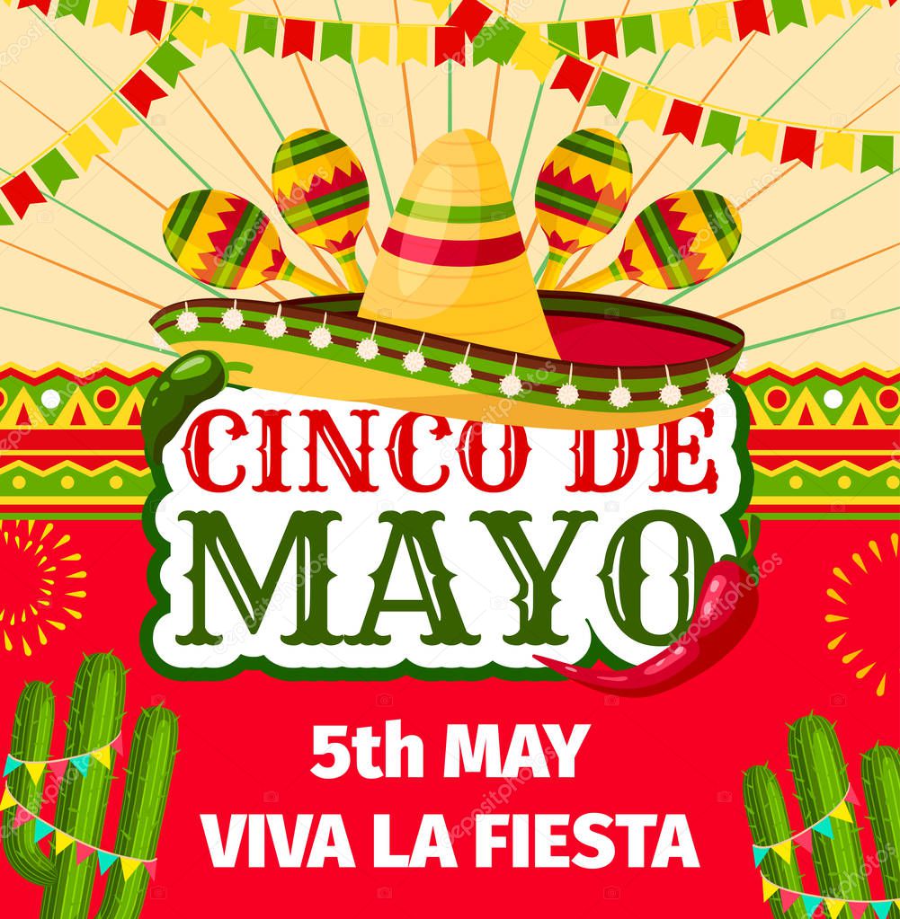 Cinco de Mayo Mexican fiesta vector invitation