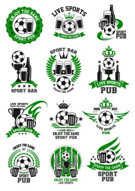 Vektör futbol spor bar futbol pub Icons set