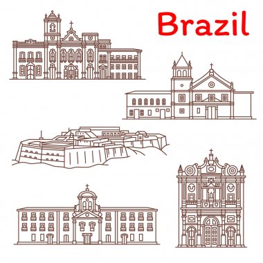 Brezilya Simgesel mimari satır simgeler vektör