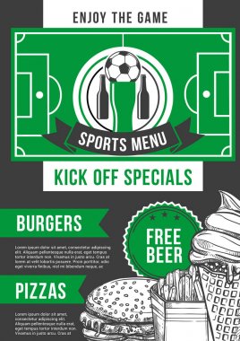 Vektör Futbol Spor Futbol pub menü tasarımı bar