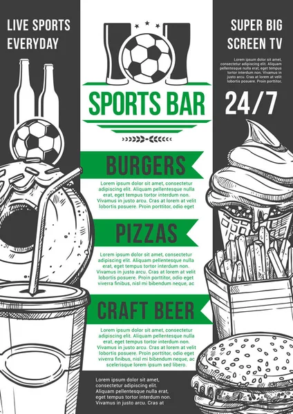 Vector soccer sport bar football bière pub menu — Image vectorielle