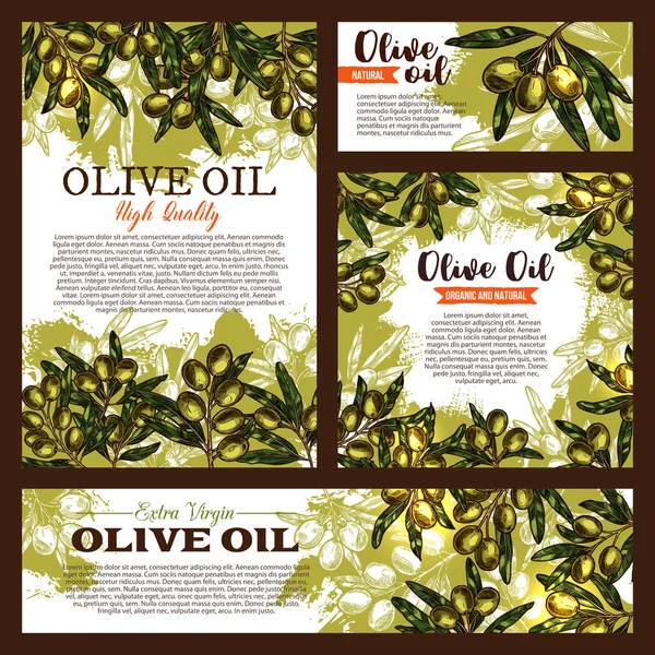 Manifesto olive prodotto olio vettoriale — Vettoriale Stock