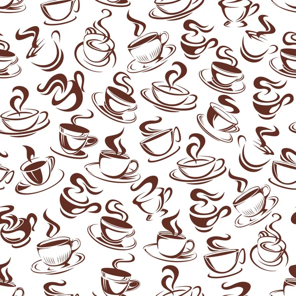 Vector taza de café sin costura patrón de fondo — Archivo Imágenes Vectoriales