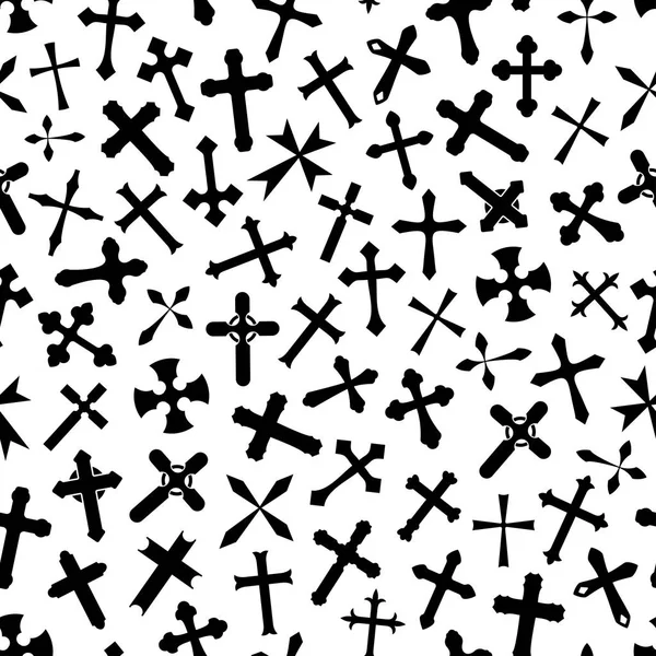 Cross crucifix seamless vector pattern background — Stock Vector
