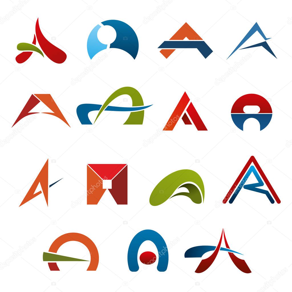 Letter A abstract colorful icons