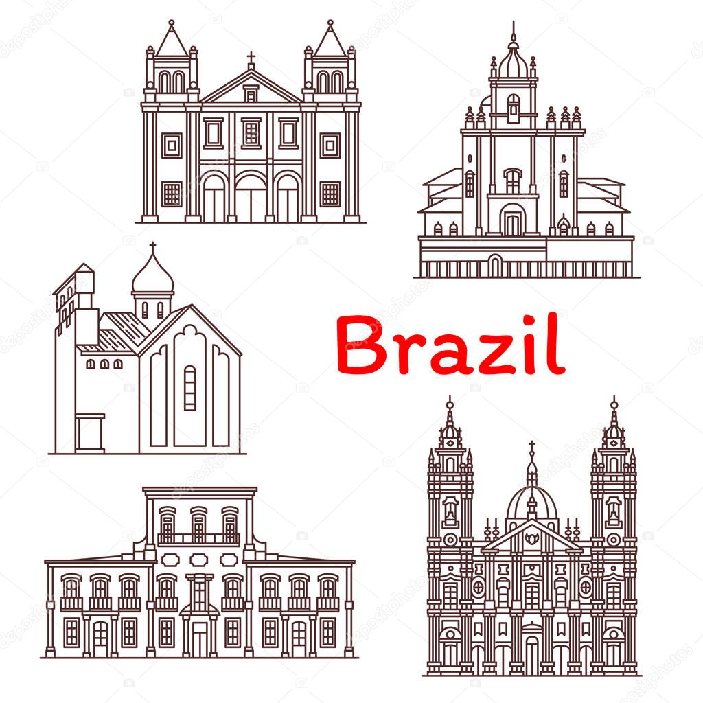 Brazil landmarks vector architecture icons