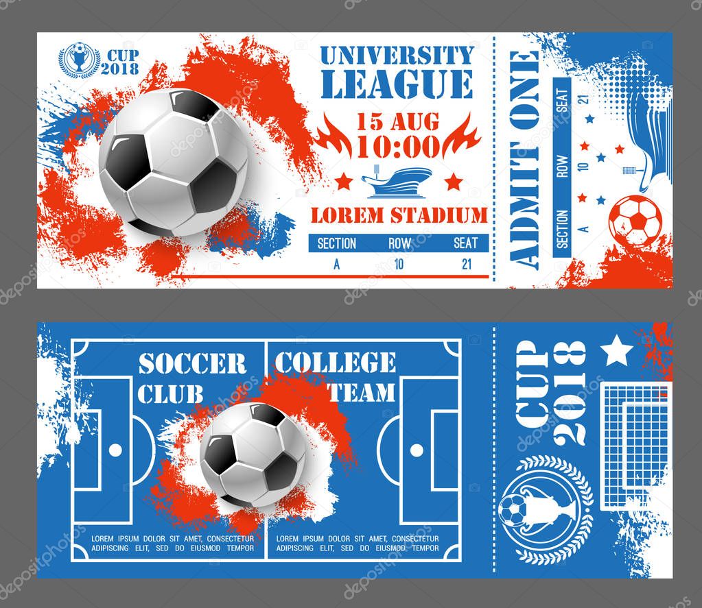 Vector tickets of football soccer world cup 2018