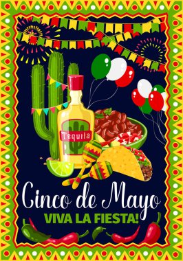 Cinco de Mayo Meksika tatil vektör tebrik kartı