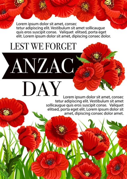 Anzac Day Australian vector Lest We Forget poster — Stock Vector