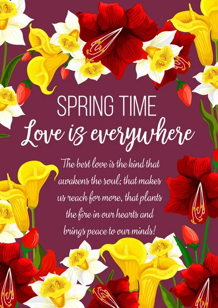 Векторний весняний час квіти сезонні вітальні листівки — стоковий вектор